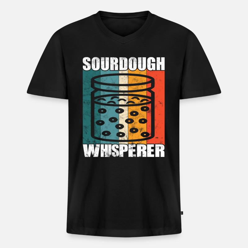 Sauerteig Whisperer - Brotbackfans - - Männer Premium Bio T-Shirt mit V-Ausschnitt - Schwarz