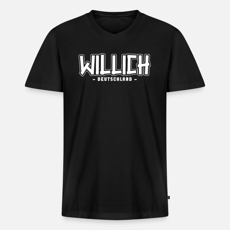 Willicherin Willicher Willich - Männer Premium Bio T-Shirt mit V-Ausschnitt - Schwarz