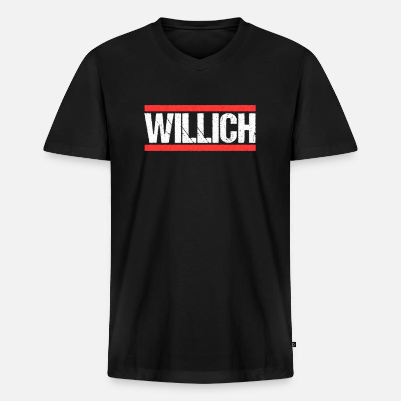 Willicherin Willicher Willich - Männer Premium Bio T-Shirt mit V-Ausschnitt - Schwarz