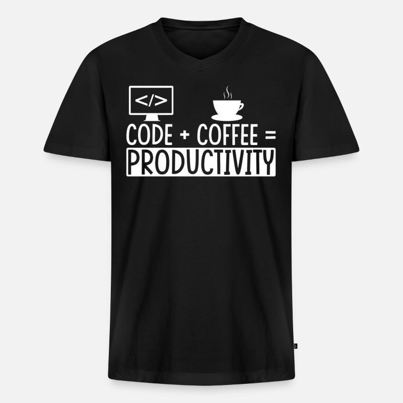 Coder Coffee Gift - Men's Premium Organic T-shirt with V-neck - black