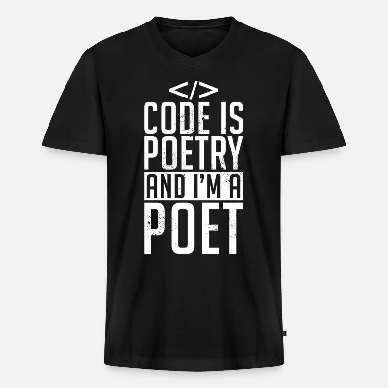Programmer Developer Coder Code - Men's Premium Organic T-shirt with V-neck - black