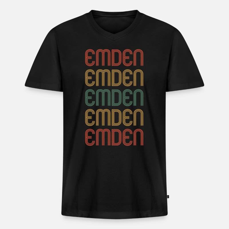 Emdenerin Emdener Emden - Männer Premium Bio T-Shirt mit V-Ausschnitt - Schwarz