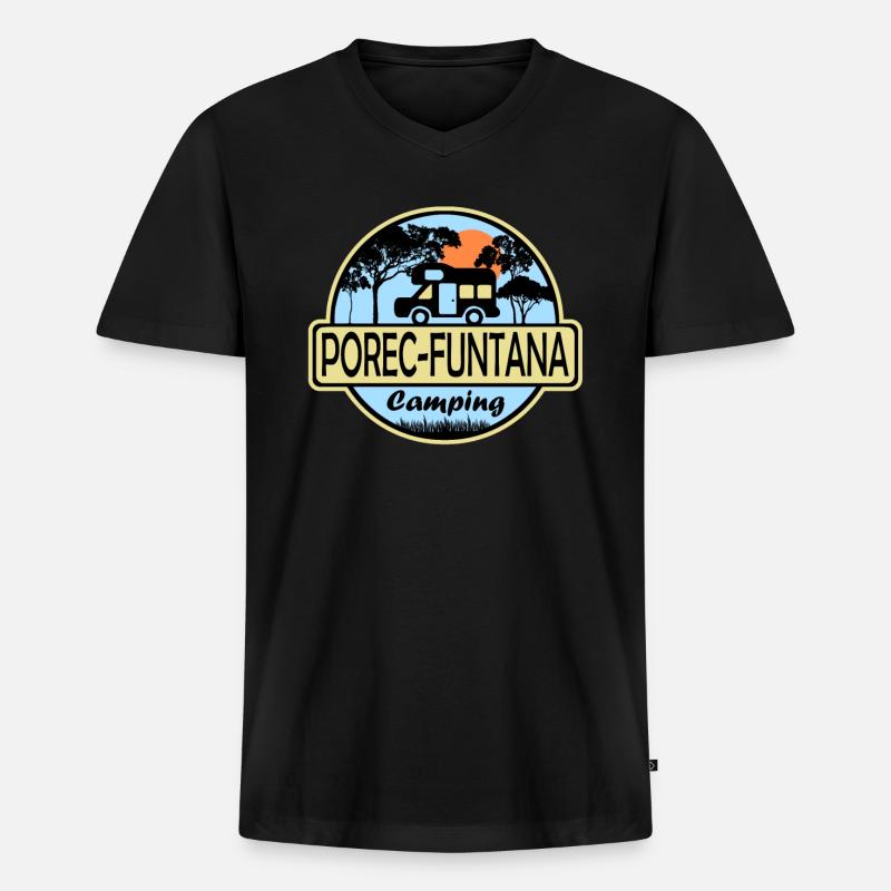 Porec Funtana Camping - Männer Premium Bio T-Shirt mit V-Ausschnitt - Schwarz