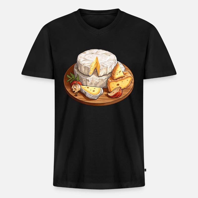 Camembert Käseboard - Männer Premium Bio T-Shirt mit V-Ausschnitt - Schwarz