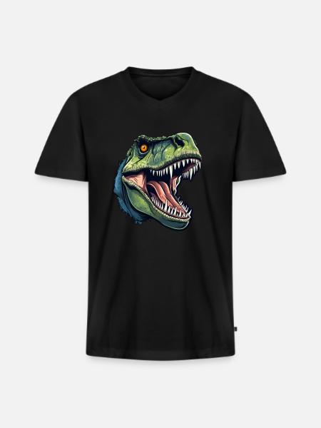 T-Rex Dino Head - Men's Premium Organic T-shirt with V-neck - black