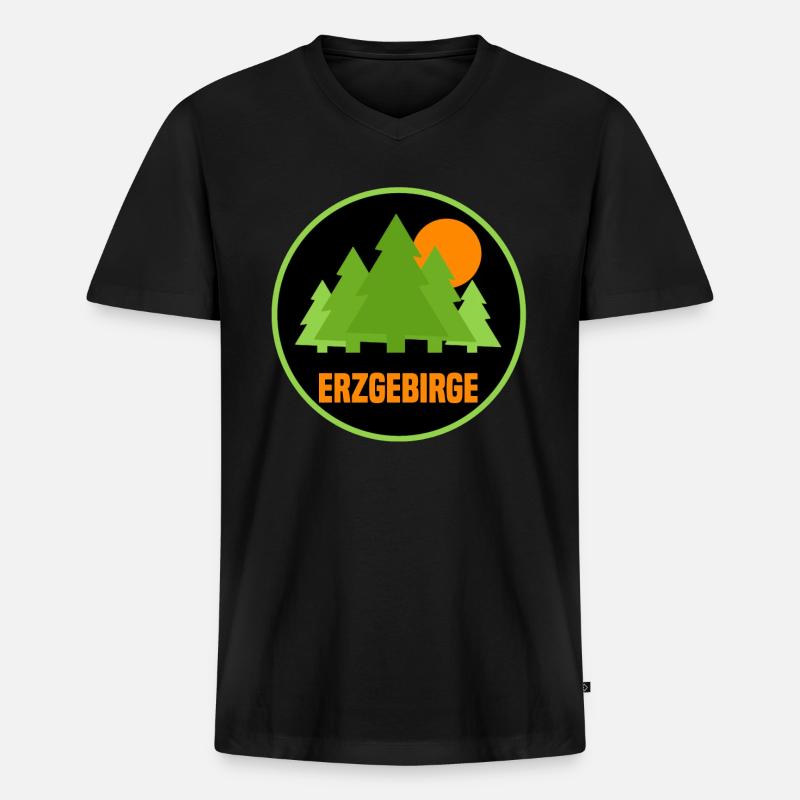Erzgebirge - Männer Premium Bio T-Shirt mit V-Ausschnitt - Schwarz
