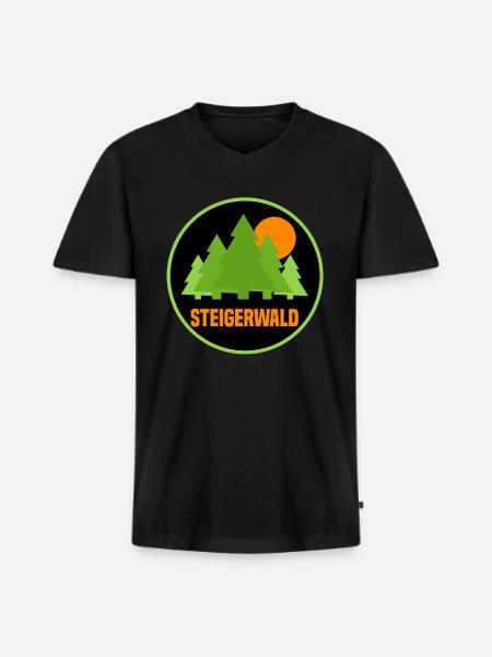 Steigerwald - Männer Premium Bio T-Shirt mit V-Ausschnitt - Schwarz