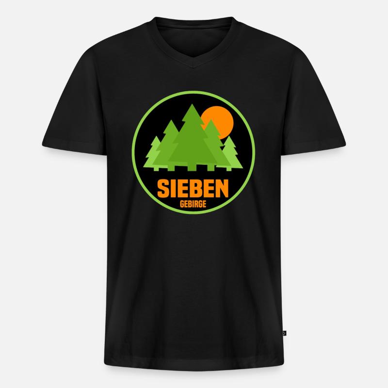Siebengebirge - Männer Premium Bio T-Shirt mit V-Ausschnitt - Schwarz