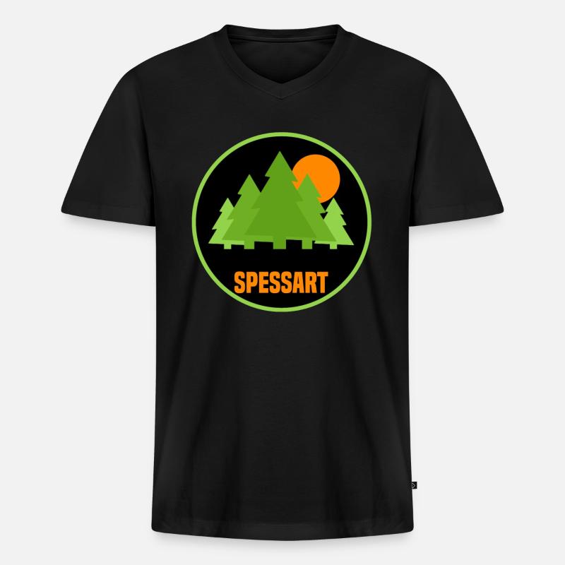Spessart - Männer Premium Bio T-Shirt mit V-Ausschnitt - Schwarz