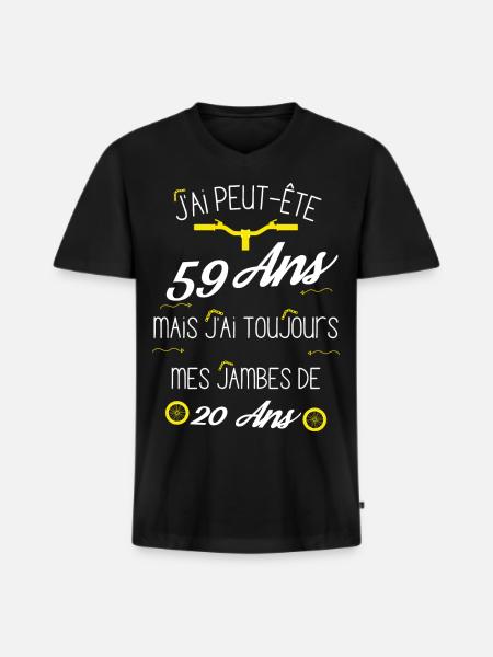 Idée cadeau d'anniversaire 59 Ans - T-shirt encolure en V Premium bio Homme - noir