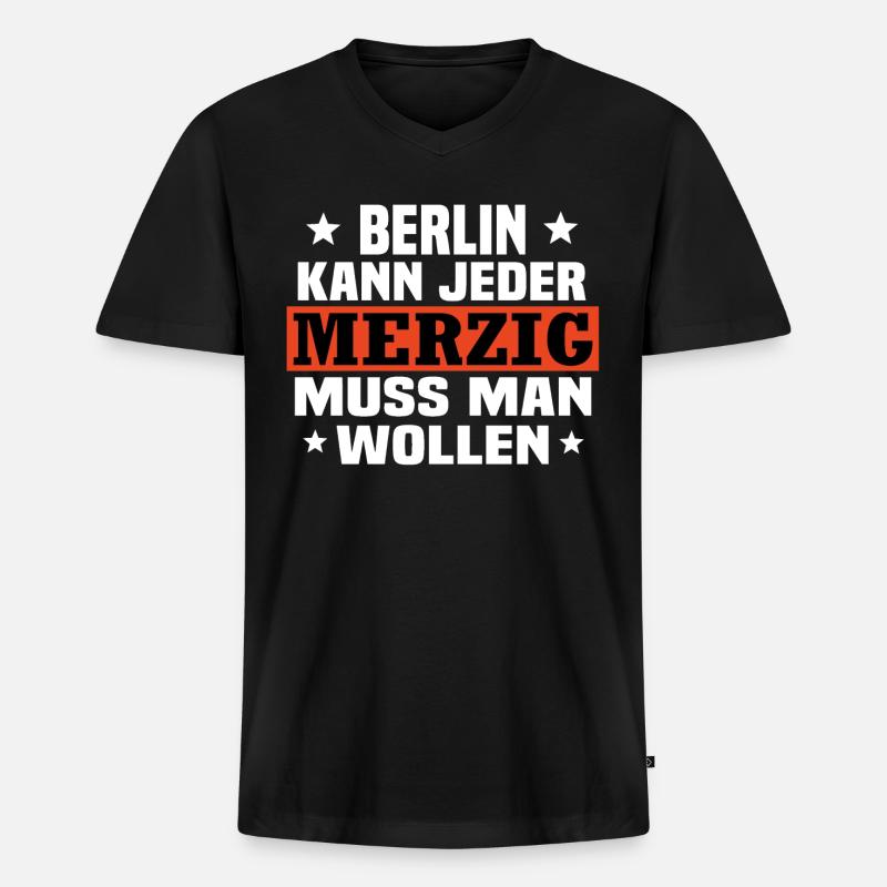 merzig saar - Männer Premium Bio T-Shirt mit V-Ausschnitt - Schwarz