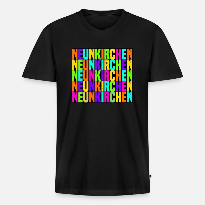 Neunkirchen - Männer Premium Bio T-Shirt mit V-Ausschnitt - Schwarz