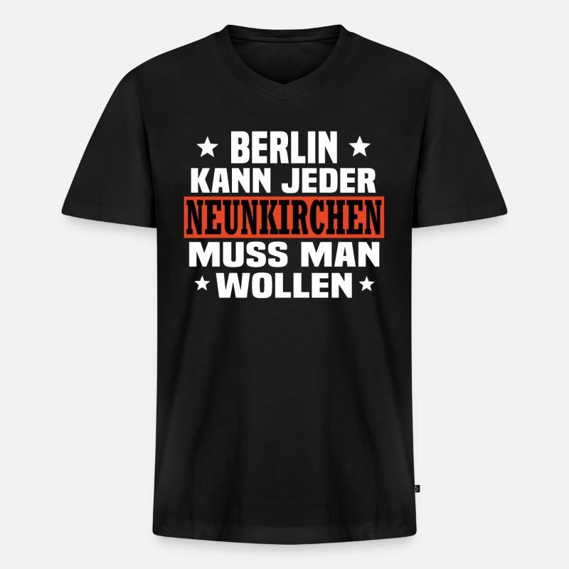 Neunkirchen - Männer Premium Bio T-Shirt mit V-Ausschnitt - Schwarz