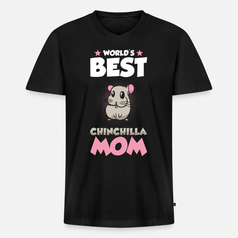 Chinchilla Mama Geschenk - Männer Premium Bio T-Shirt mit V-Ausschnitt - Schwarz