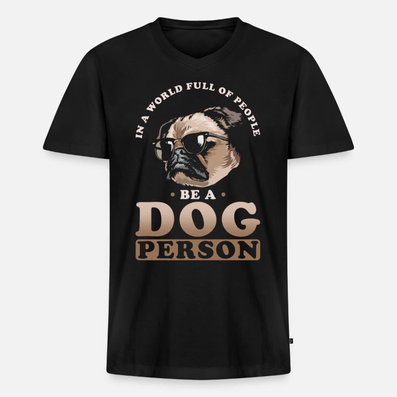 Hundemensch Hund Niedlich - Männer Premium Bio T-Shirt mit V-Ausschnitt - Schwarz