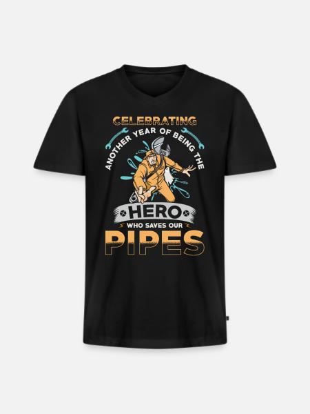 Plumber Birthday Gift - Men's Premium Organic T-shirt with V-neck - black