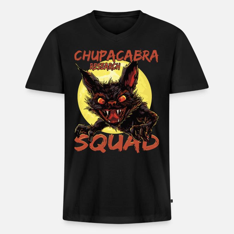 „Chupacabra Research Squad“ Mythisches Monster, - Männer Premium Bio T-Shirt mit V-Ausschnitt - Schwarz