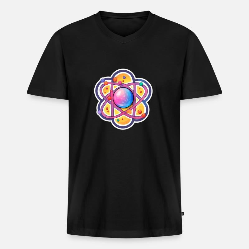 Atom Physik Nerd Atommodell - Männer Premium Bio T-Shirt mit V-Ausschnitt - Schwarz