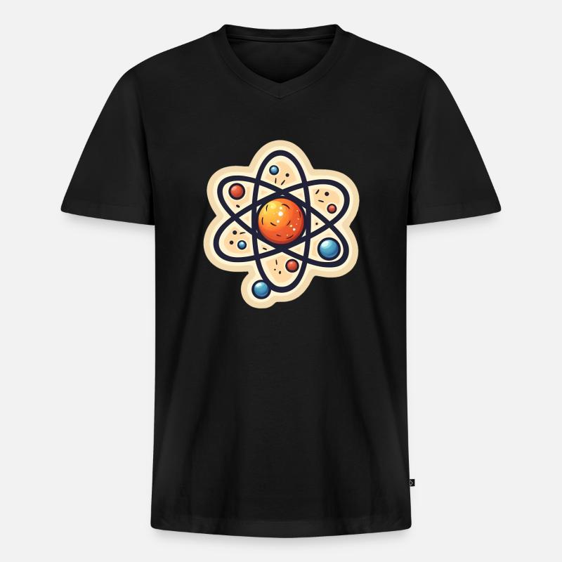 Atom Physik Nerd Atommodel - Männer Premium Bio T-Shirt mit V-Ausschnitt - Schwarz