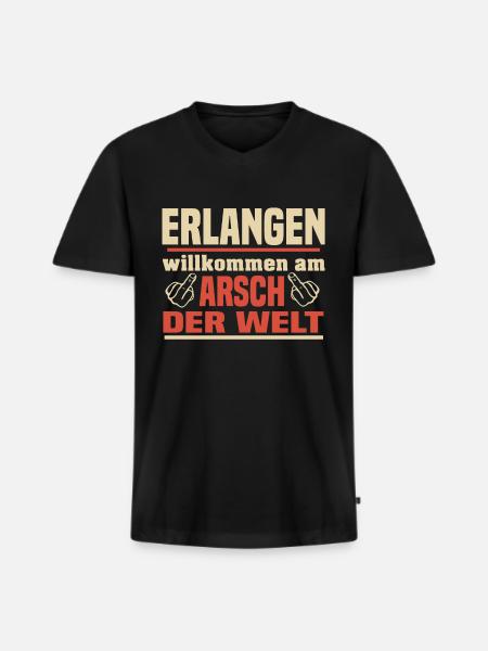 Erlangen - Männer Premium Bio T-Shirt mit V-Ausschnitt - Schwarz