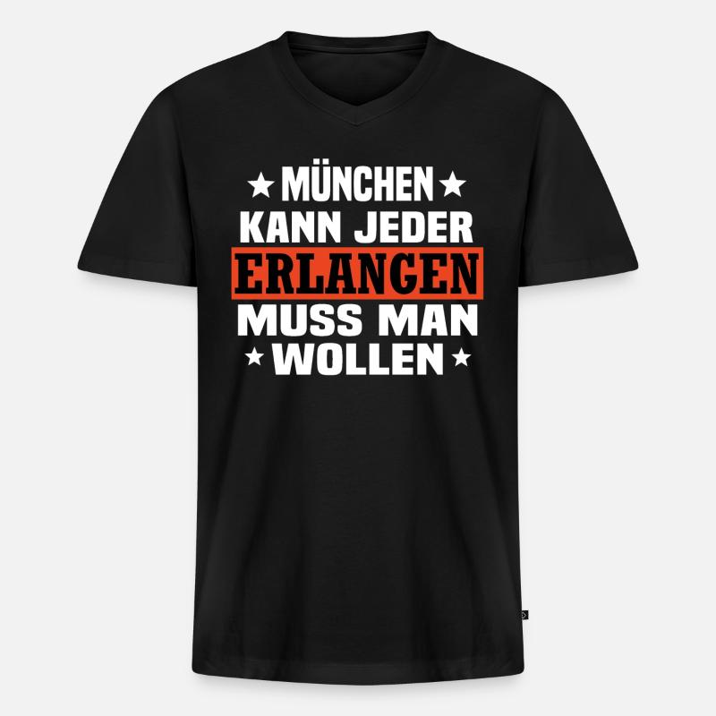 Erlangen - Männer Premium Bio T-Shirt mit V-Ausschnitt - Schwarz