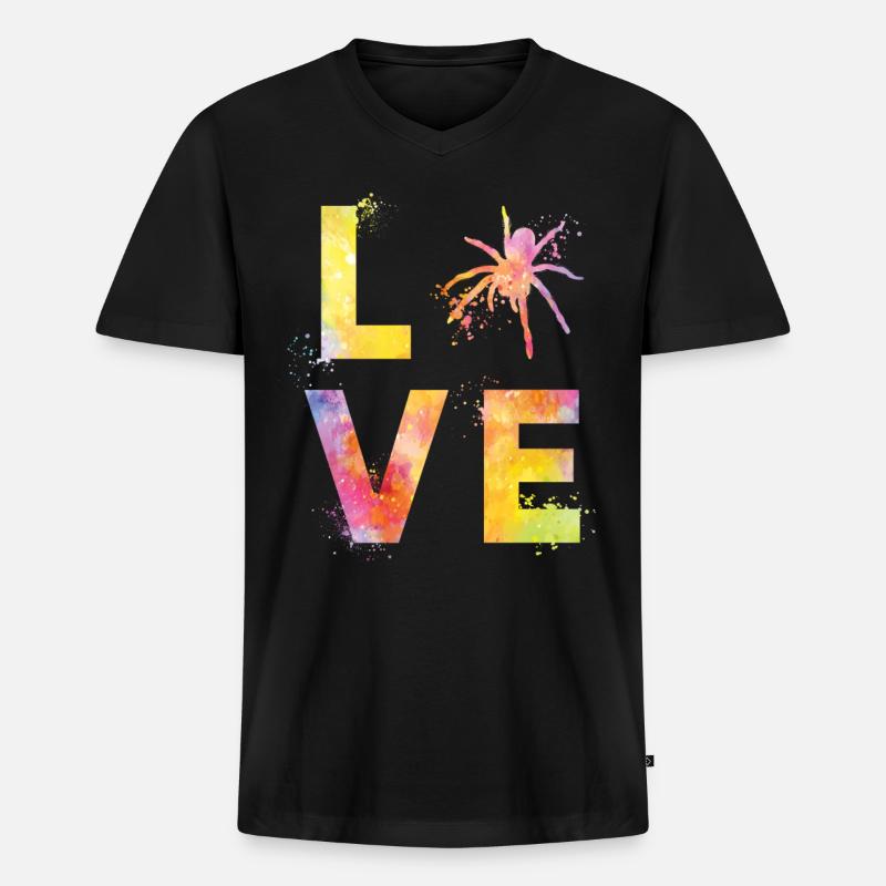 Spinnen liebe - Männer Premium Bio T-Shirt mit V-Ausschnitt - Schwarz