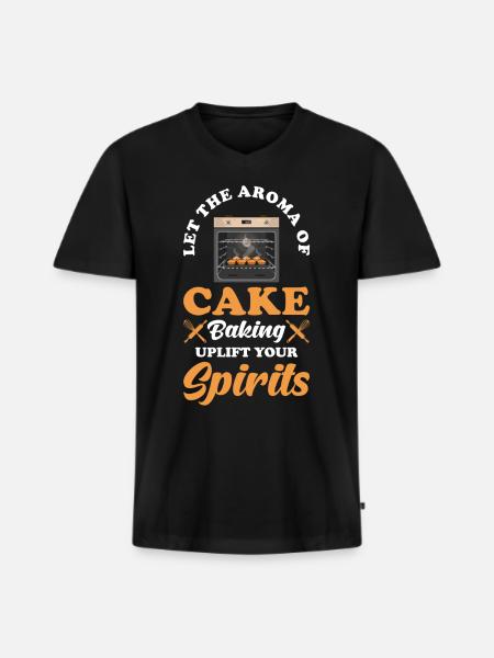 Cakes, baking, baking, bakery - Men's Premium Organic T-shirt with V-neck - black