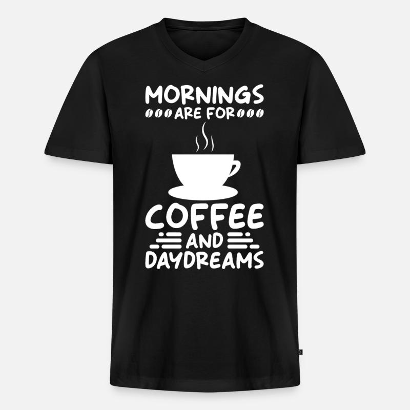 Kaffee Koffein Kaffeearoma - Männer Premium Bio T-Shirt mit V-Ausschnitt - Schwarz