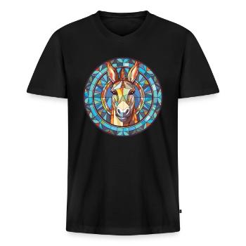 Esel Buntes Aquarell Tier Haustier Illustration - Männer Premium Bio T-Shirt mit V-Ausschnitt - Schwarz - Vorne - Nico (187cm)