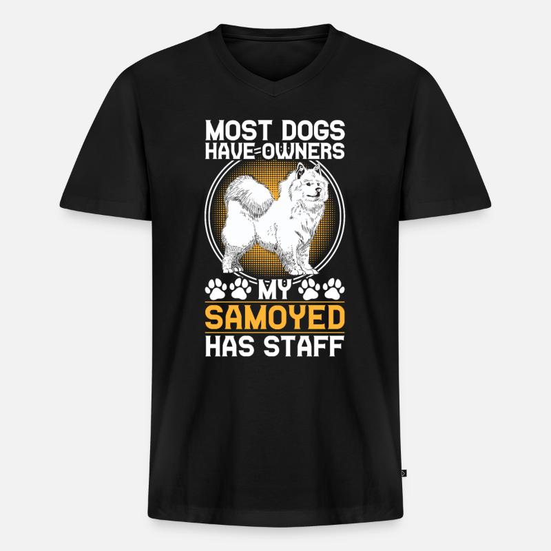 Samojede hat Personal Samojedenspitz - Männer Premium Bio T-Shirt mit V-Ausschnitt - Schwarz