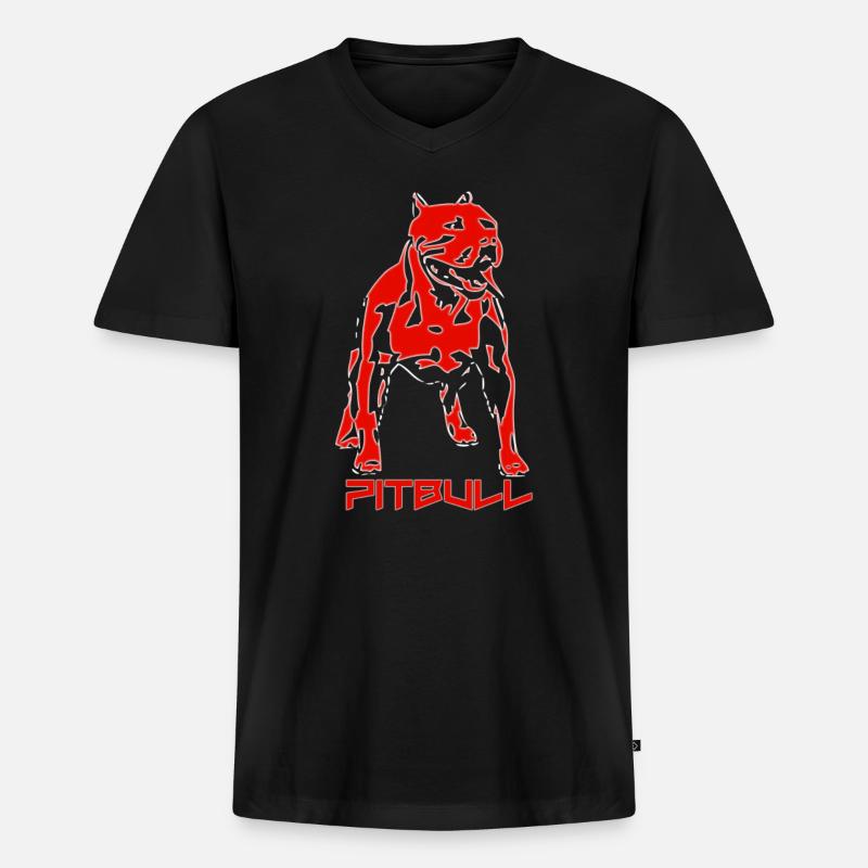 Pitbull - Männer Premium Bio T-Shirt mit V-Ausschnitt - Schwarz