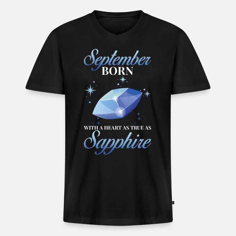 Geburtsstein September Saphir - Männer Premium Bio T-Shirt mit V-Ausschnitt - Schwarz