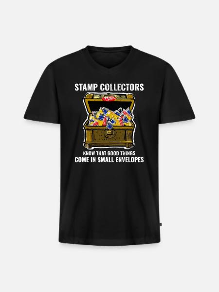 Stamp Collecting Collector Philatelist - Men's Premium Organic T-shirt with V-neck - black