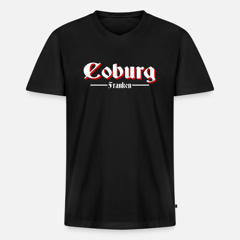 Coburg - Männer Premium Bio T-Shirt mit V-Ausschnitt - Schwarz