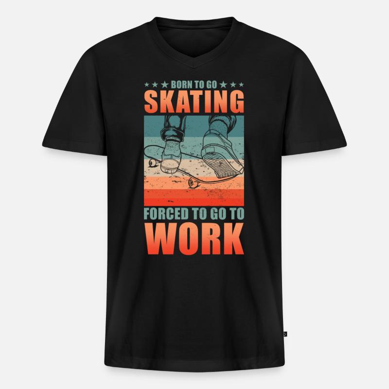 Skateboarder Skater Schule Spruch - Männer Premium Bio T-Shirt mit V-Ausschnitt - Schwarz