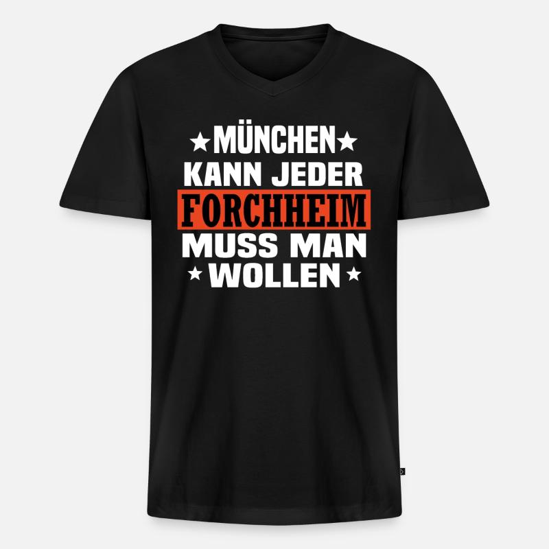 Forchheim - Männer Premium Bio T-Shirt mit V-Ausschnitt - Schwarz