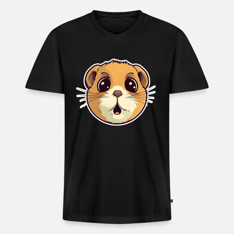 Hamster - Männer Premium Bio T-Shirt mit V-Ausschnitt - Schwarz