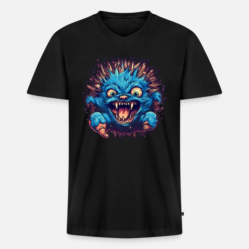 Igel Halloween Horror - Männer Premium Bio T-Shirt mit V-Ausschnitt - Schwarz