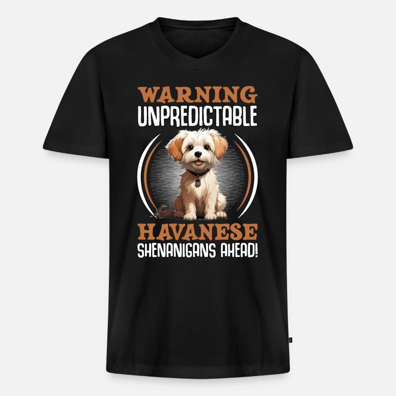 Warning unpredictable Havanese Shenanigans ahead - Männer Premium Bio T-Shirt mit V-Ausschnitt - Schwarz
