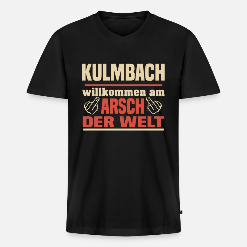 Kulmbach - Männer Premium Bio T-Shirt mit V-Ausschnitt - Schwarz