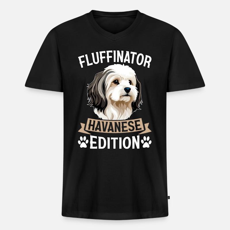 Fluffinator Havanese Edition - Männer Premium Bio T-Shirt mit V-Ausschnitt - Schwarz