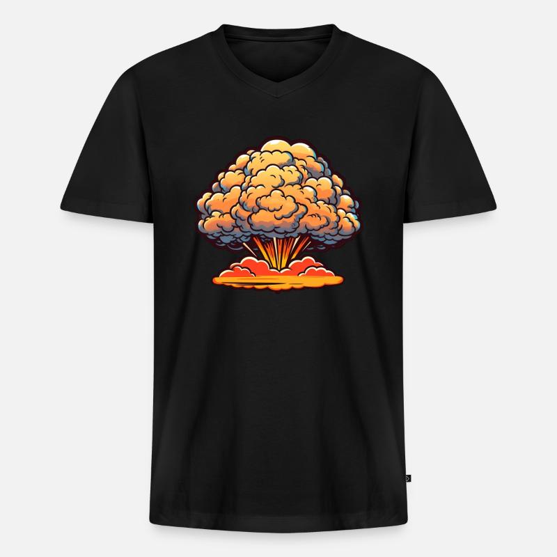 Explosion Feuerwerk Pyrotechnik - Männer Premium Bio T-Shirt mit V-Ausschnitt - Schwarz