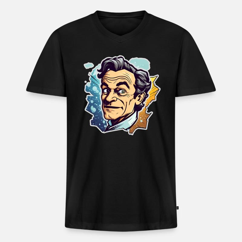 Richard Feynman - Männer Premium Bio T-Shirt mit V-Ausschnitt - Schwarz