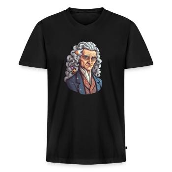 Newton - T-shirt encolure en V Premium bio Homme - noir - Devant - Nico (187cm)