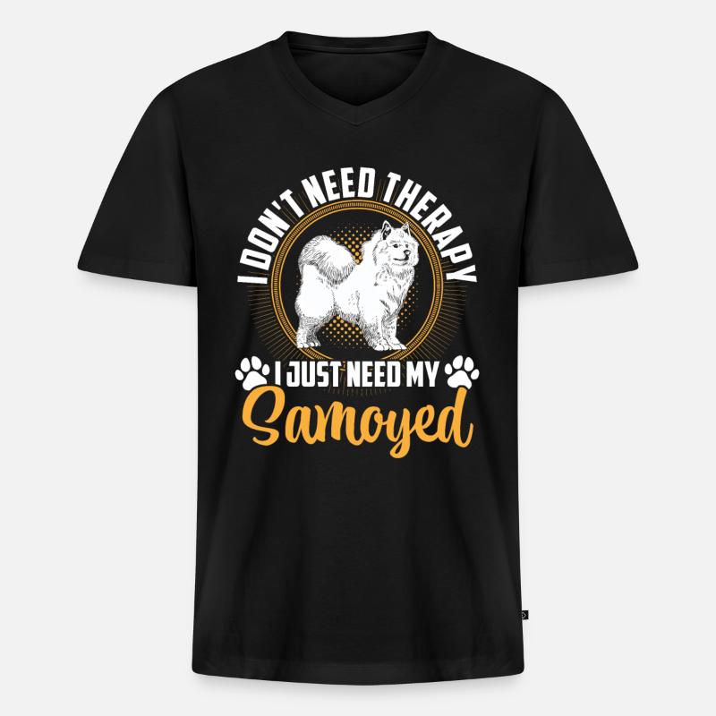 Brauche nur Samojede Samojedenspitz - Männer Premium Bio T-Shirt mit V-Ausschnitt - Schwarz