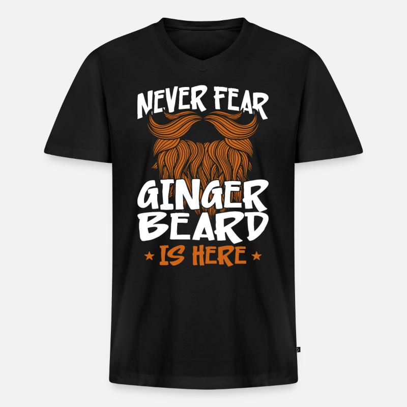 Beard Lover Bearded Man Ginger - Männer Premium Bio T-Shirt mit V-Ausschnitt - Schwarz