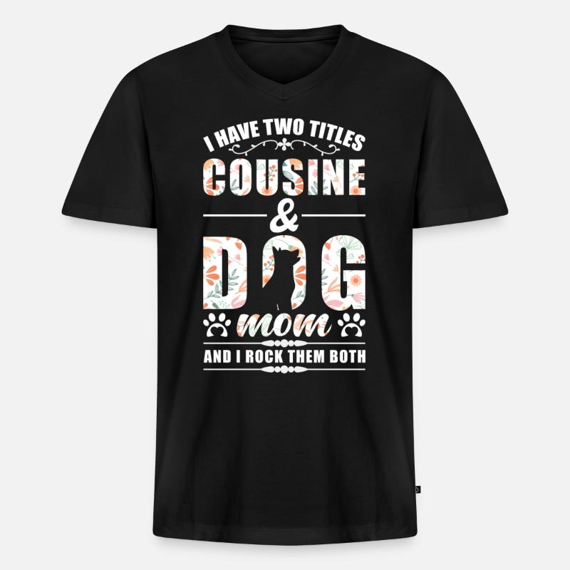 Cousine & Hunde Mama - Männer Premium Bio T-Shirt mit V-Ausschnitt - Schwarz