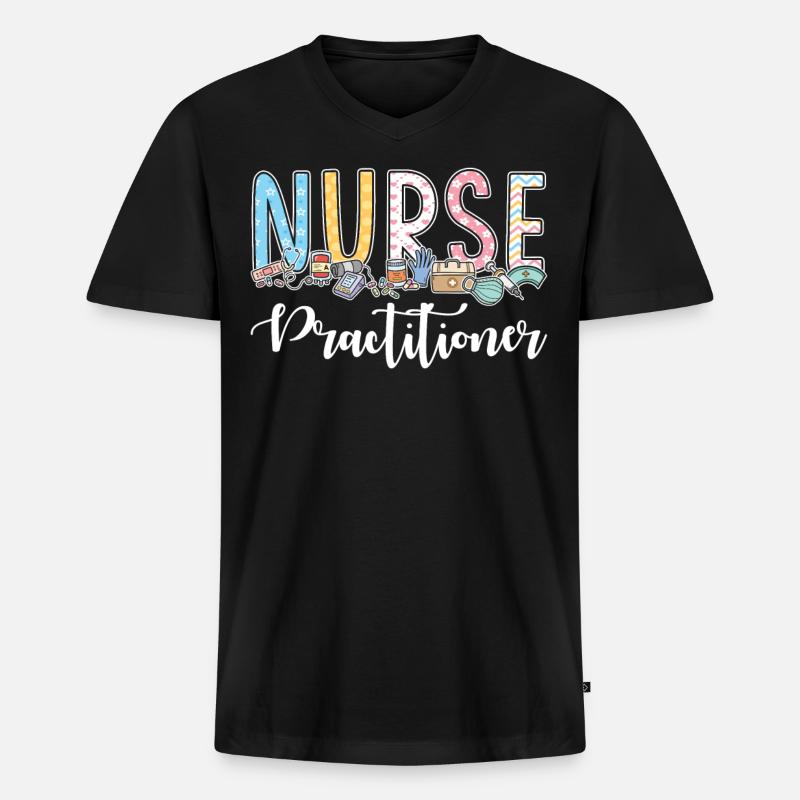 Nurse Practitioner - Männer Premium Bio T-Shirt mit V-Ausschnitt - Schwarz