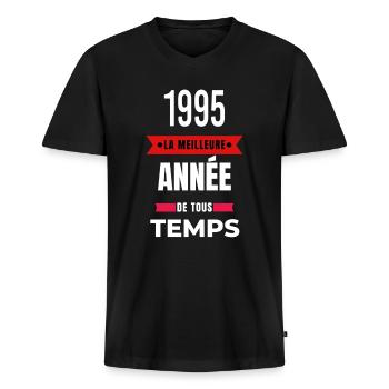 La meilleure année de tous les temps 1995 - T-shirt encolure en V Premium bio Homme - noir - Devant - Nico (187cm)