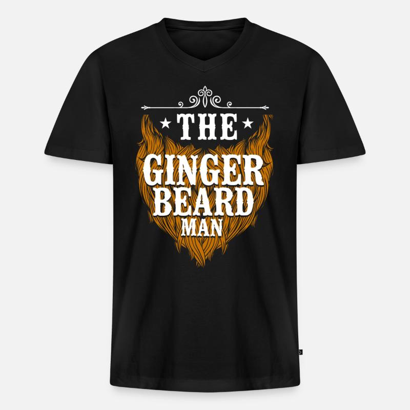 Beard Lover Bearded Man Ginger - Männer Premium Bio T-Shirt mit V-Ausschnitt - Schwarz